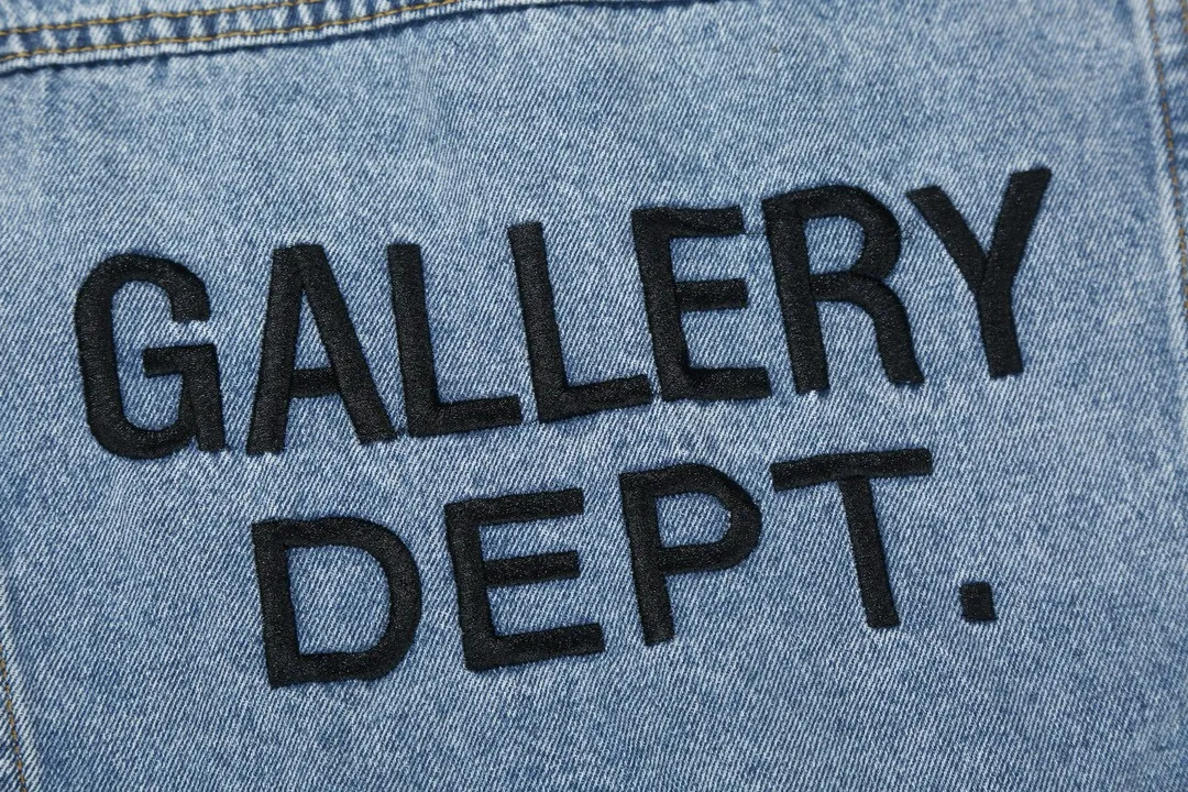 P260💰GA101 GALLERY DEPT. 22fw Vintage Andy Denim Jacket embroidered black logo washed distressed denim jacket denim jacket couple same style Size: S-XL
